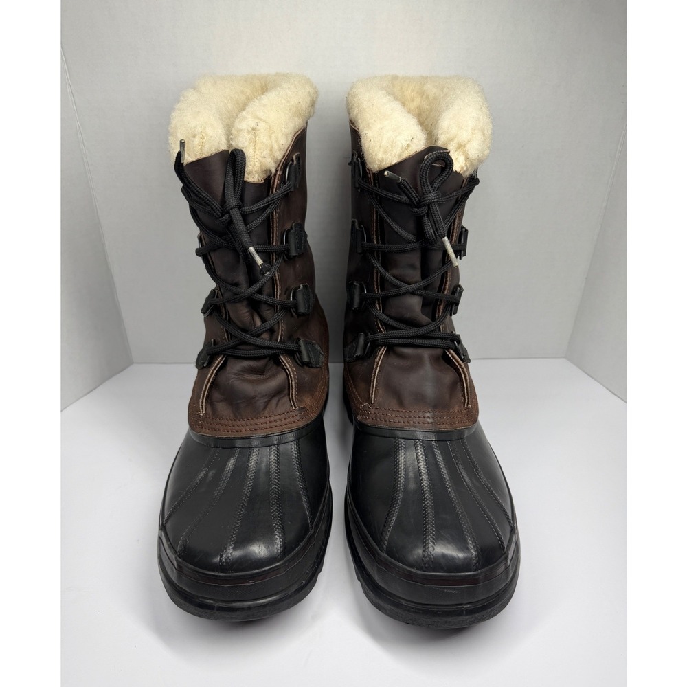 Sorel Bighorn Mens 11 Winter Boots Gaucho Brown Leather Rubber Made in Canada